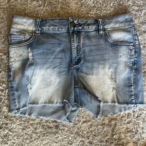 Cato Distressed Light Blue Jean Shorts